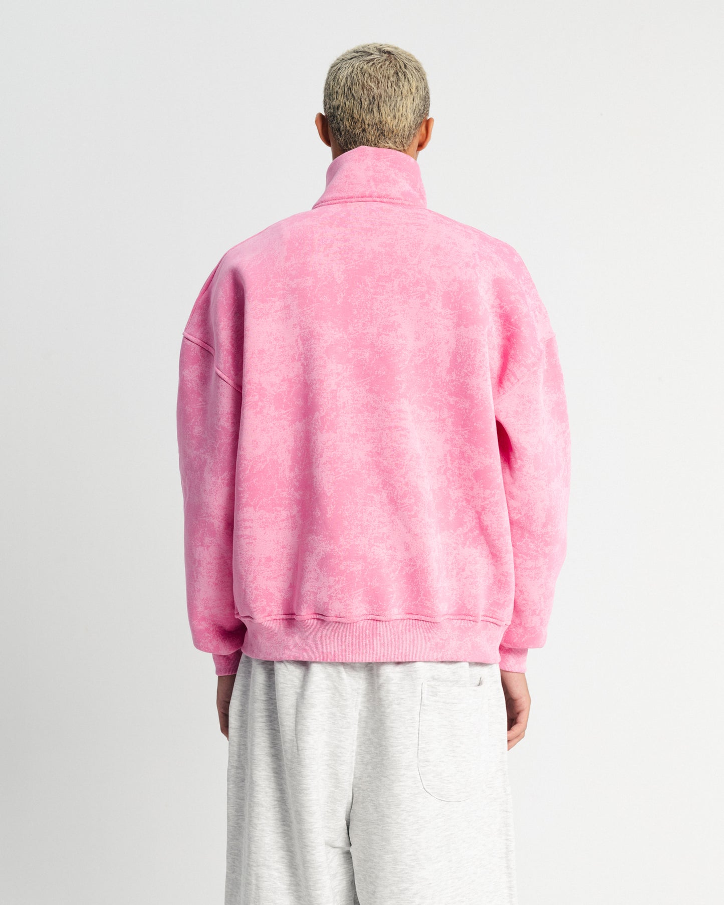 QUARTER-ZIP SWEATSHIRT Pink Washed