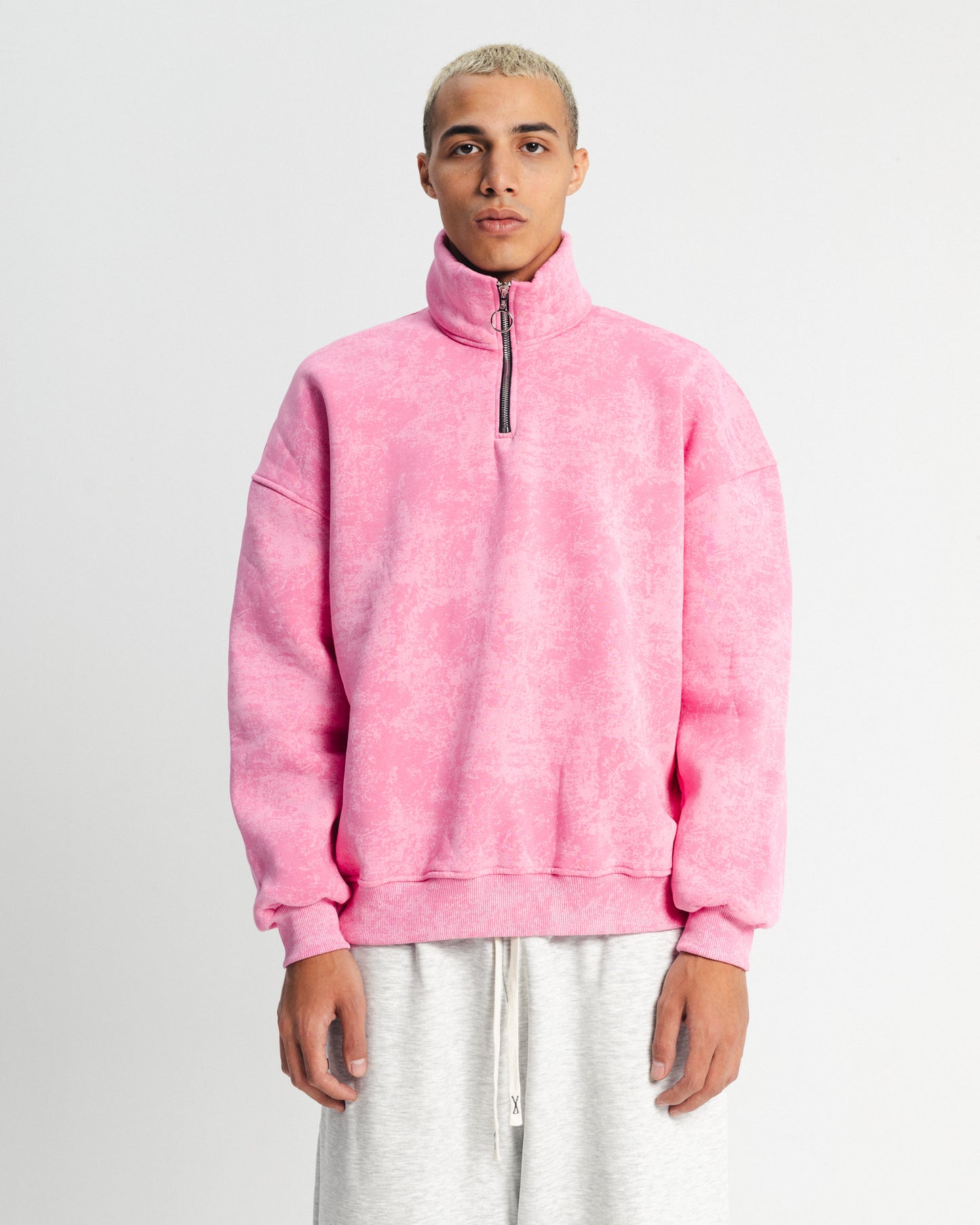QUARTER-ZIP SWEATSHIRT Pink Washed