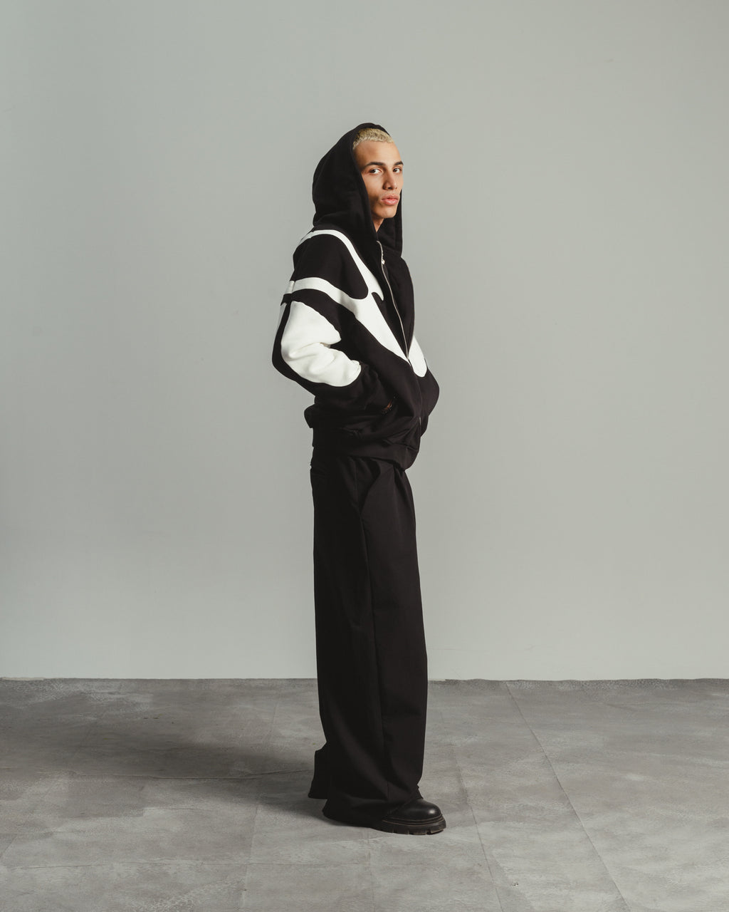 Black Flame Zipper Hoodie