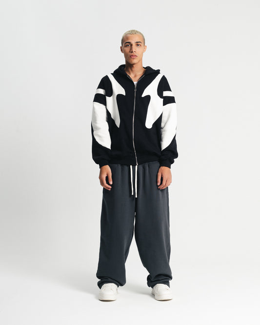 Black Flame Zipper Hoodie