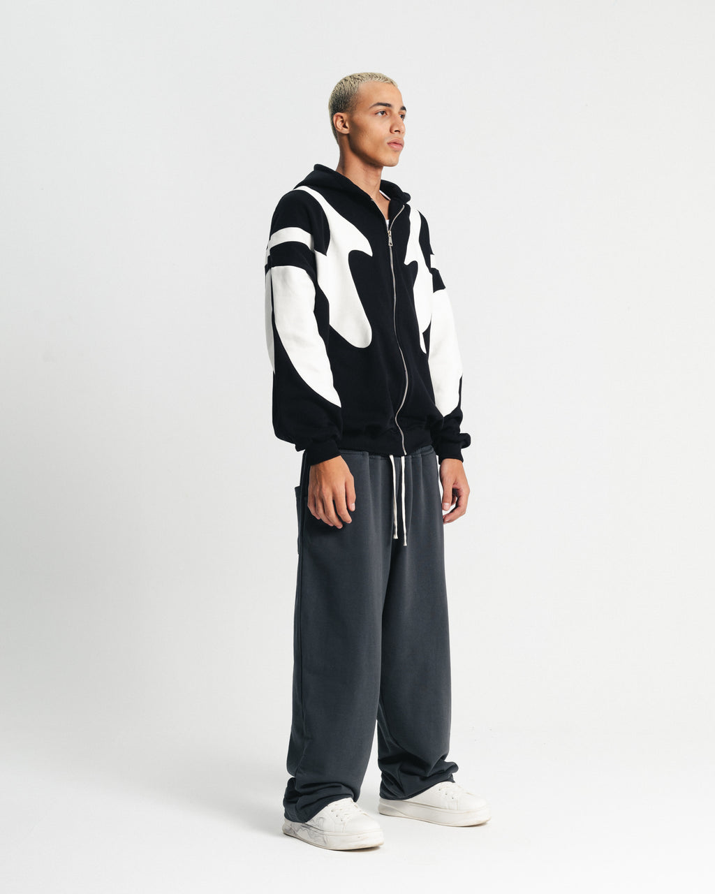 Black Flame Zipper Hoodie