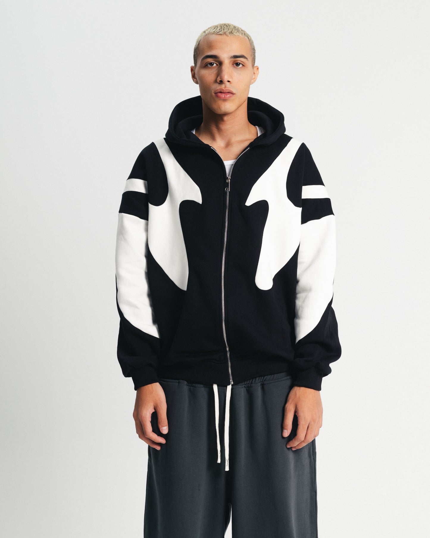 Black Flame Zipper Hoodie