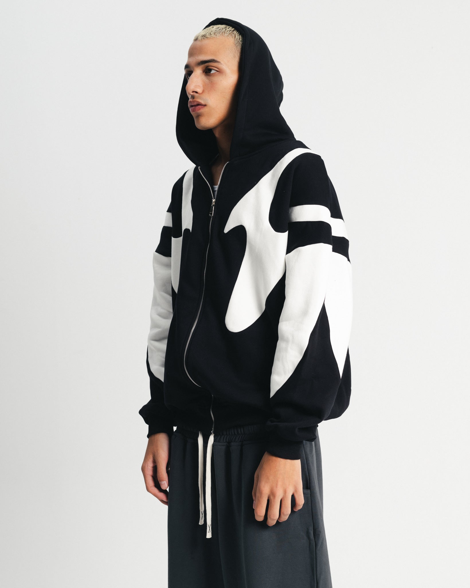 Black Flame Zipper Hoodie