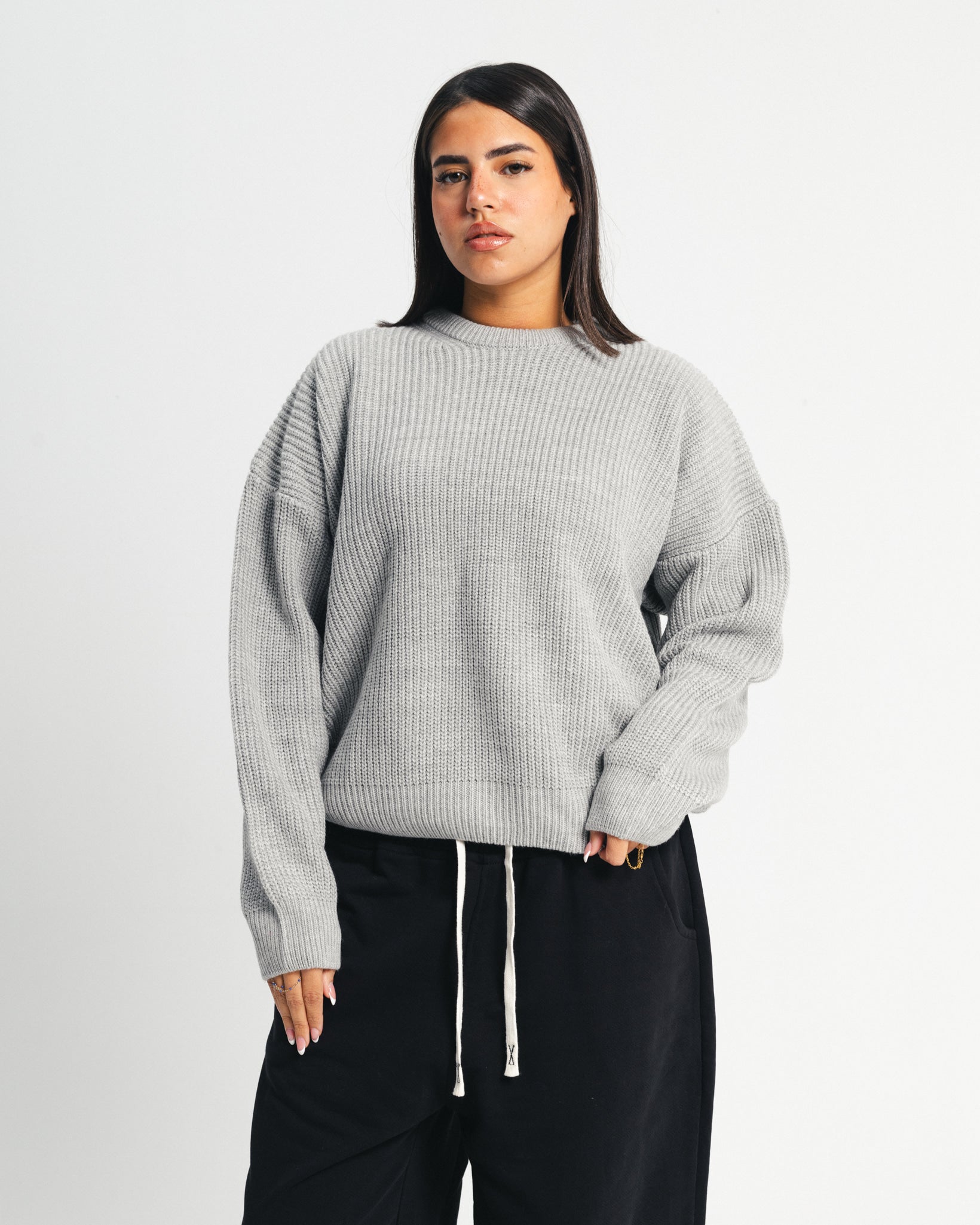 knitted sweater - gray