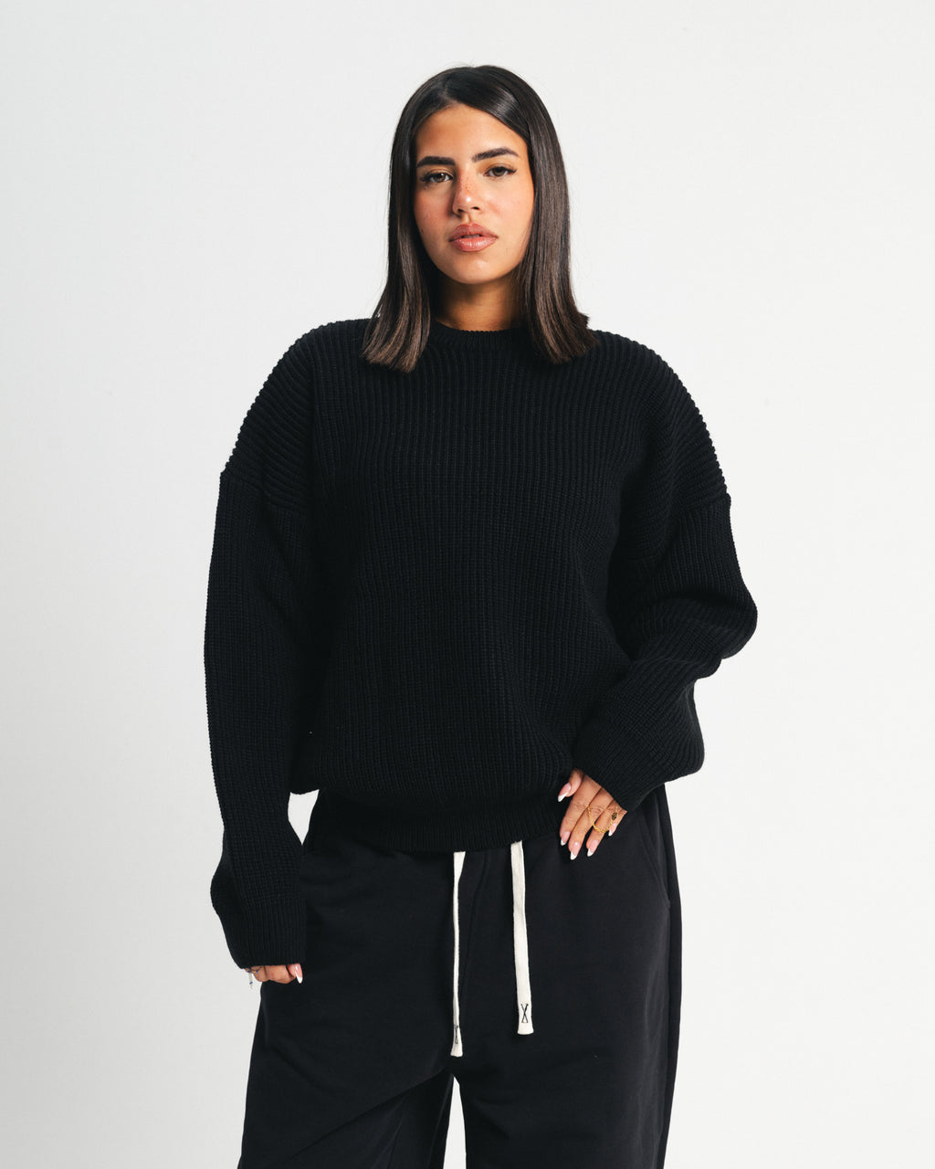 knitted sweater - black