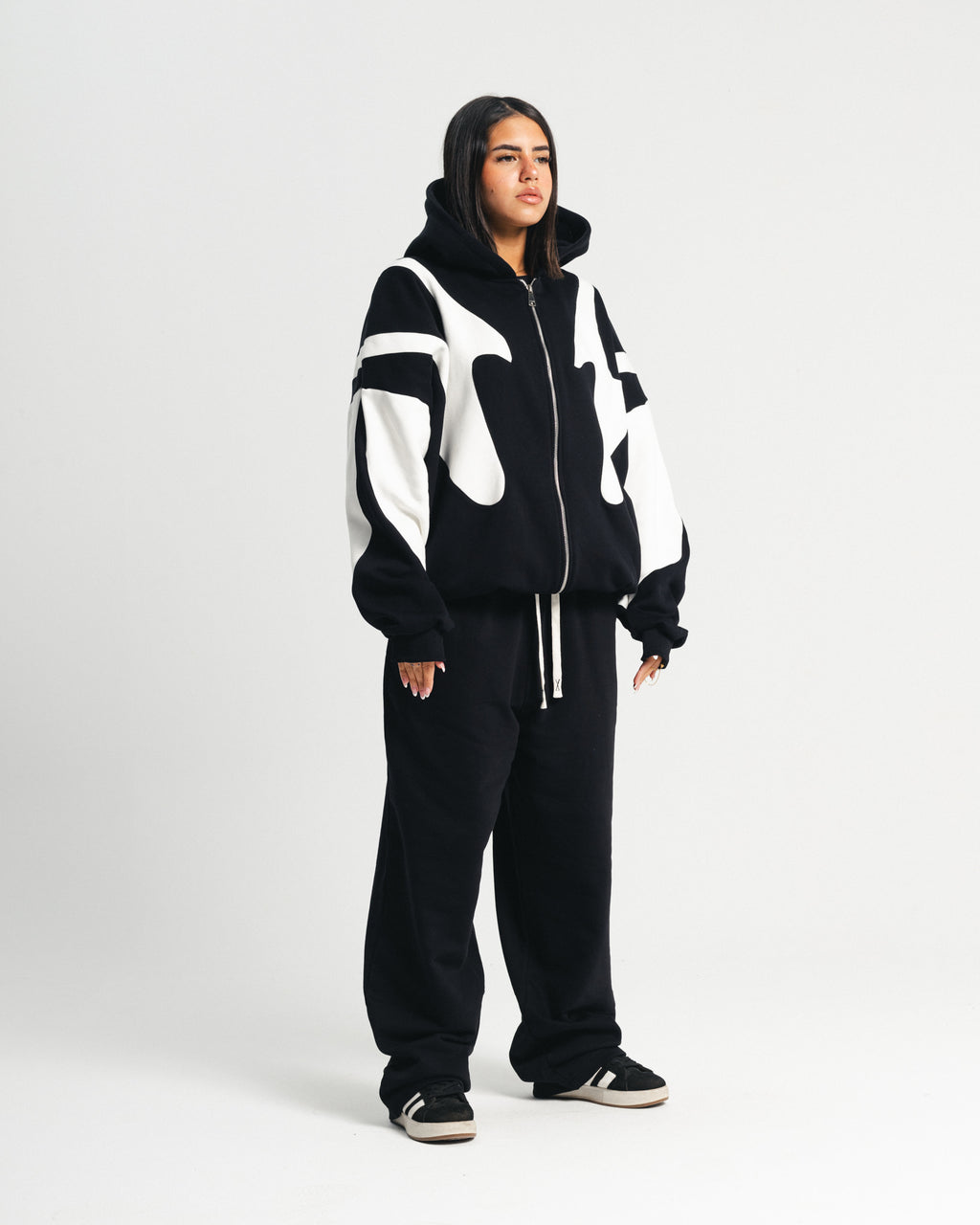 Black Flame Zipper Hoodie