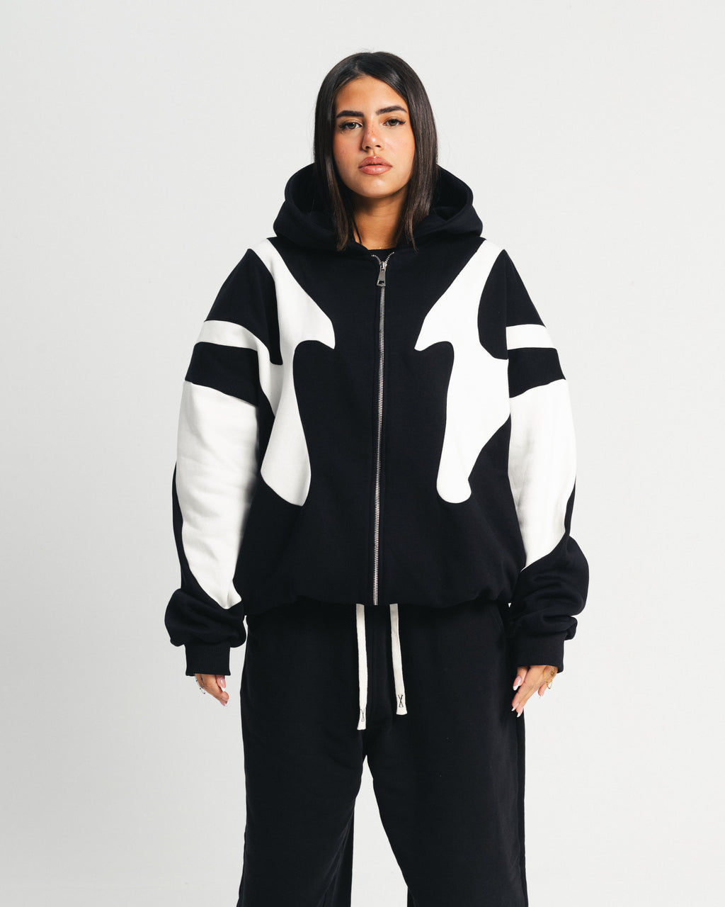 Black Flame Zipper Hoodie