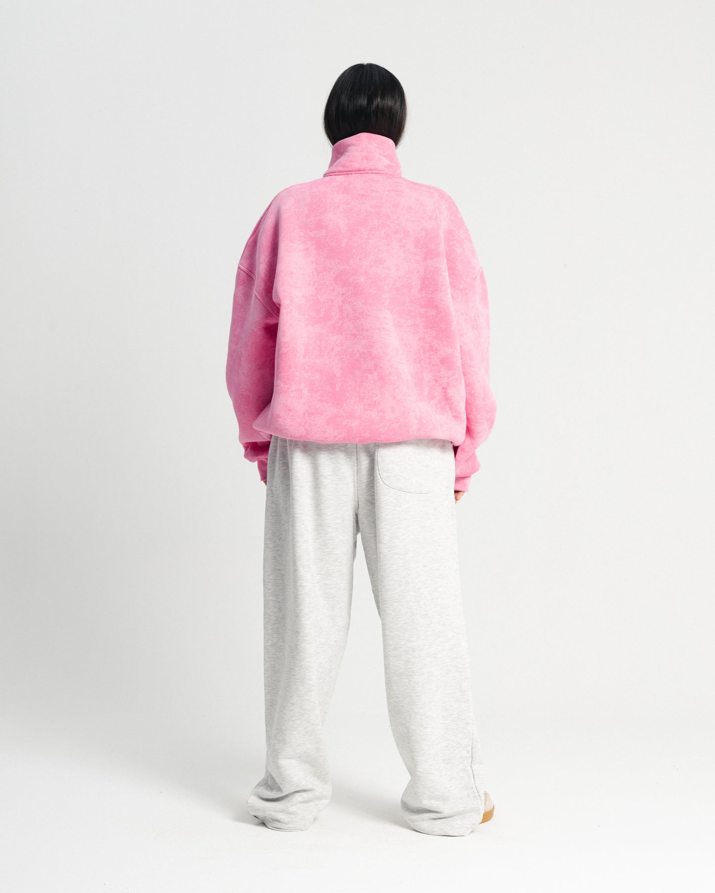 QUARTER-ZIP SWEATSHIRT Pink Washed