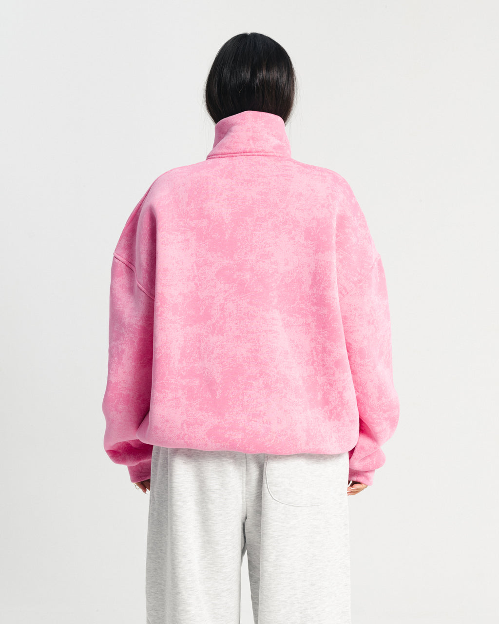QUARTER-ZIP SWEATSHIRT Pink Washed