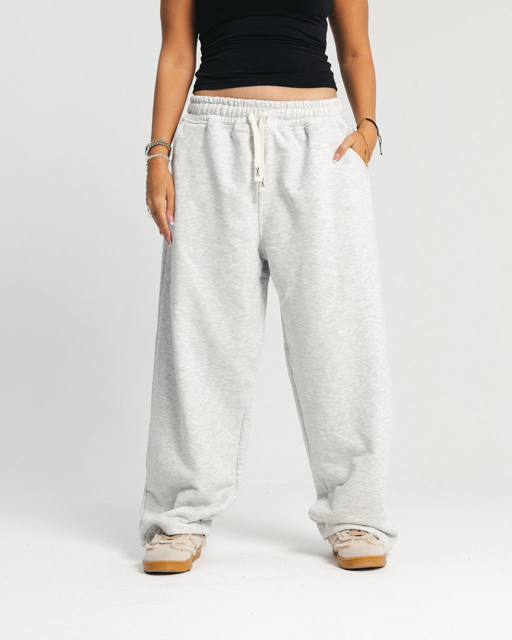 wide leg sweatpants - Light Gray