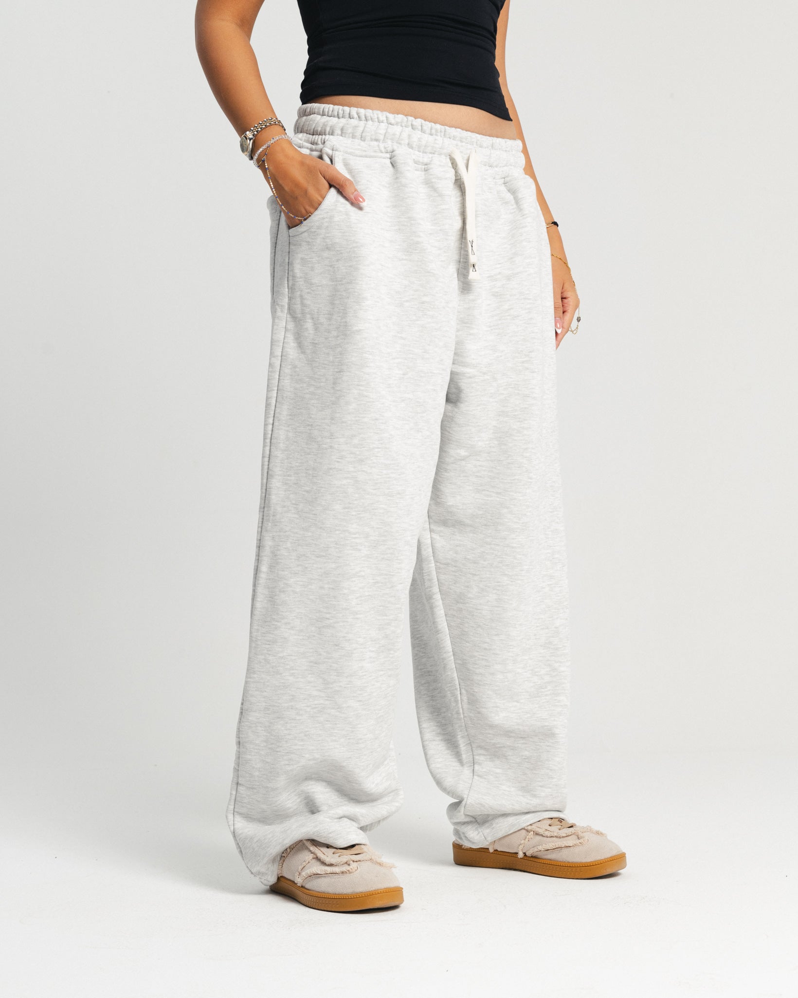 wide leg sweatpants - Light Gray