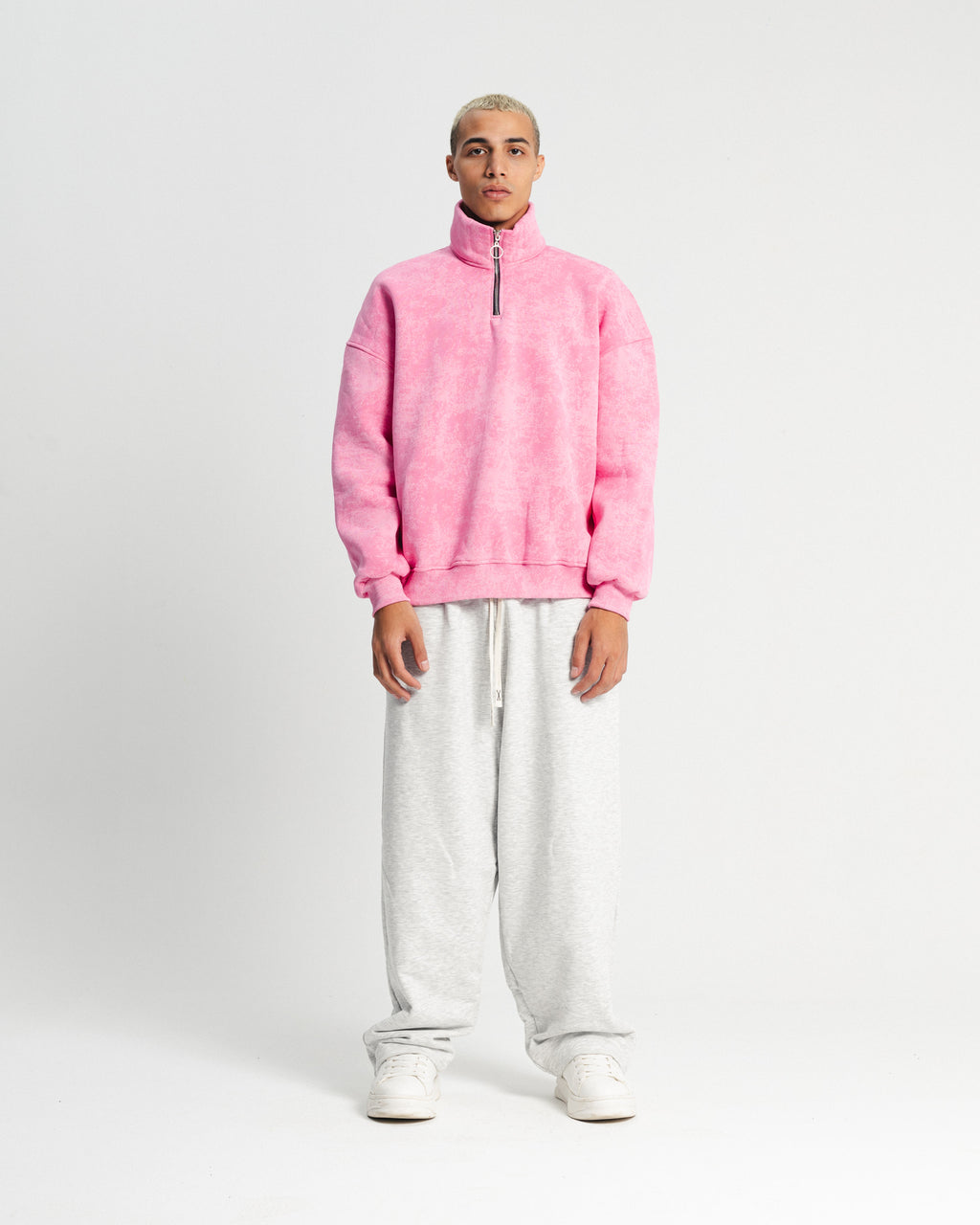 QUARTER-ZIP SWEATSHIRT Pink Washed