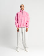 QUARTER-ZIP SWEATSHIRT Pink Washed
