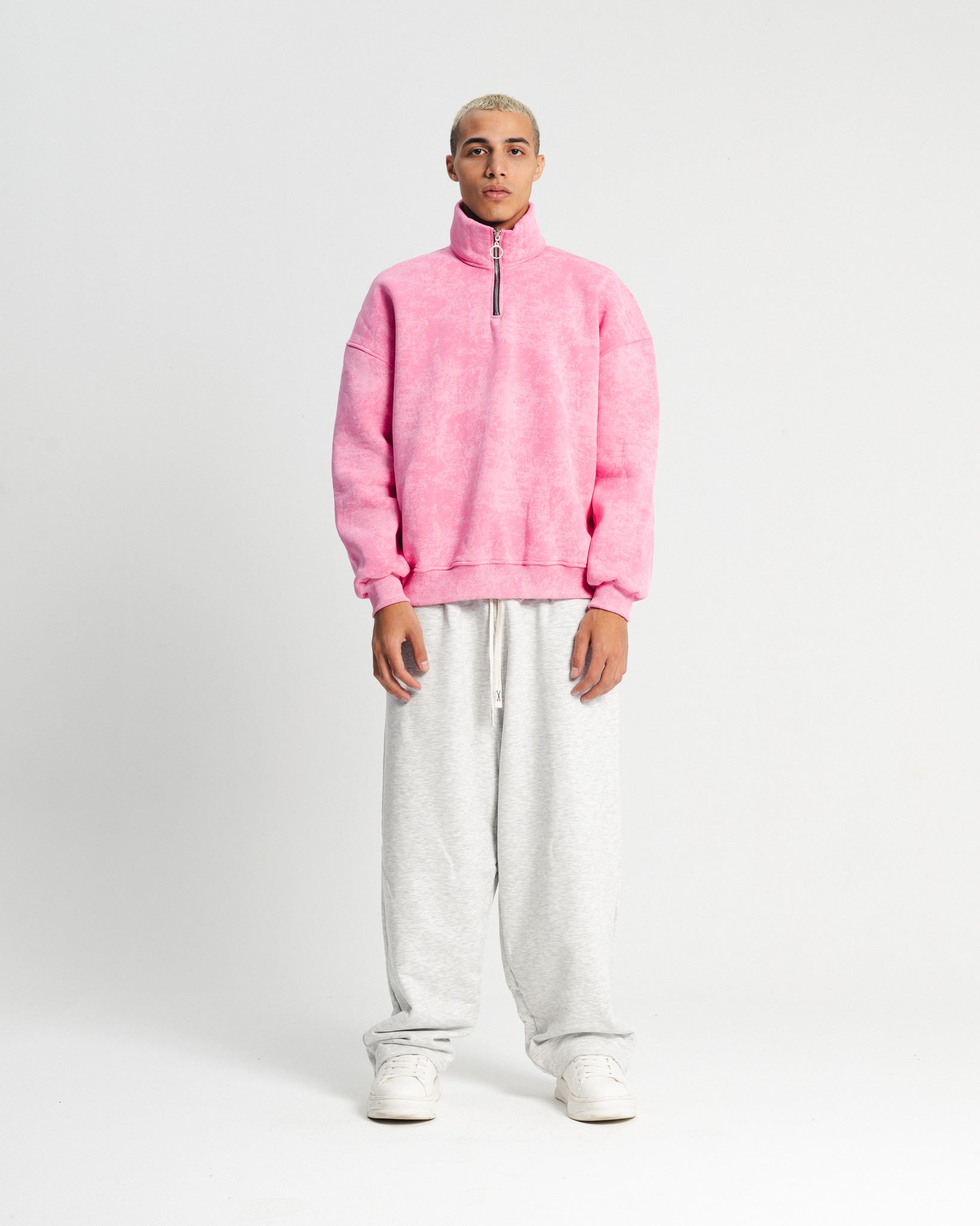 QUARTER-ZIP SWEATSHIRT Pink Washed