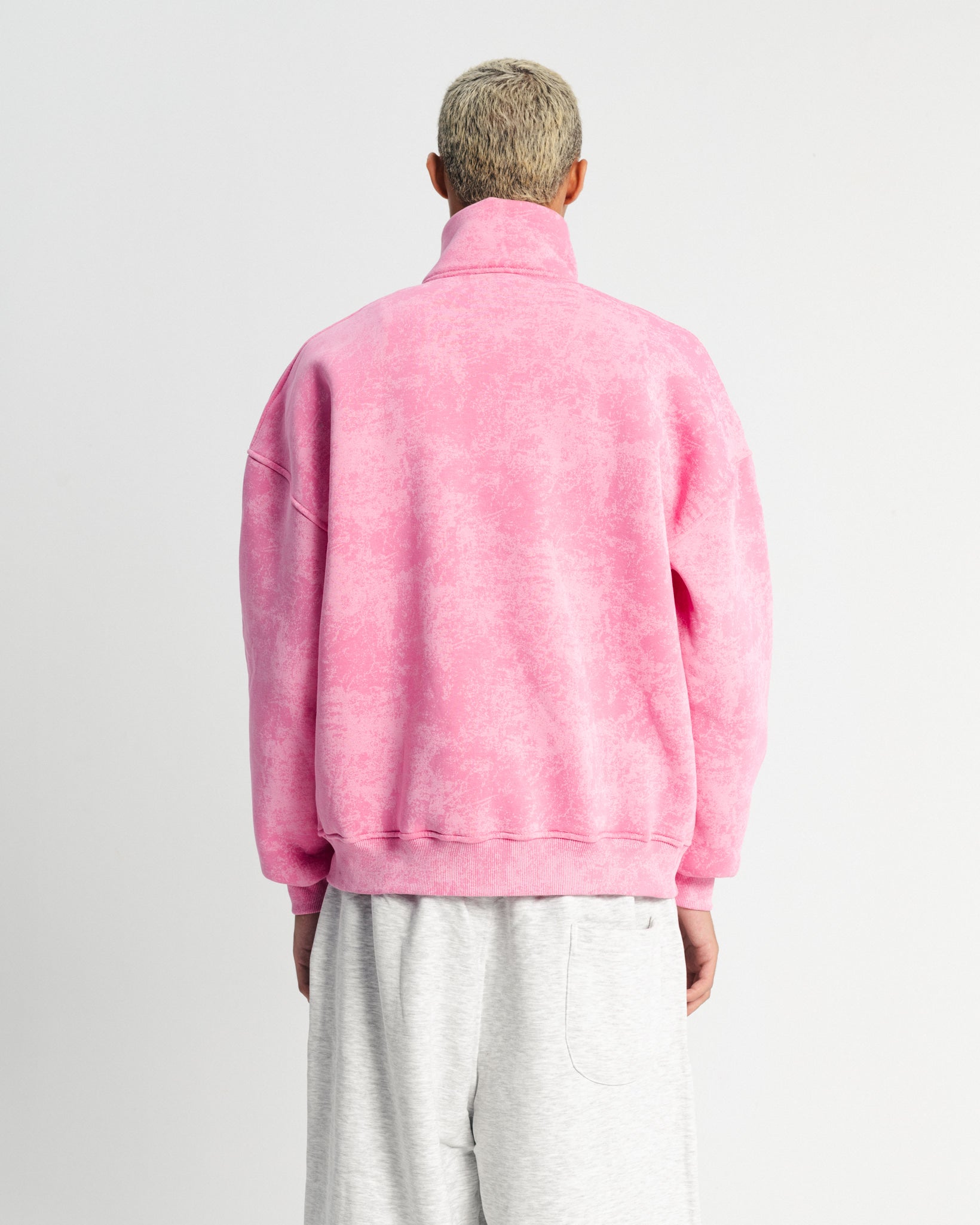 QUARTER-ZIP SWEATSHIRT Pink Washed