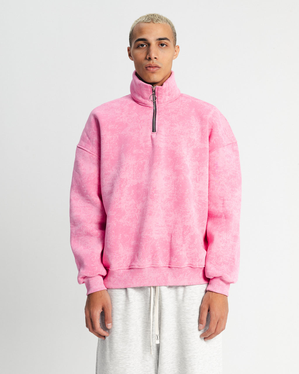 QUARTER-ZIP SWEATSHIRT Pink Washed