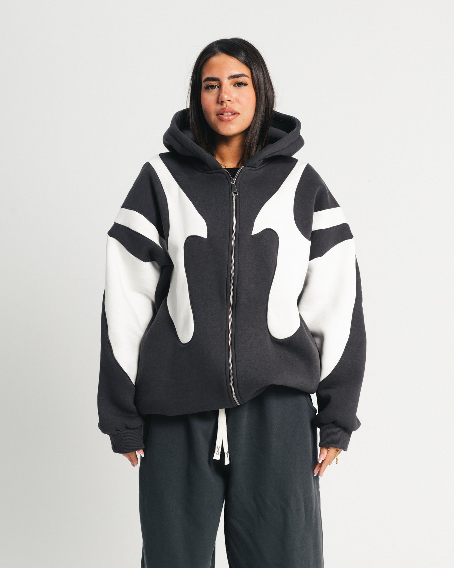 Iron Grey Flame Zipper Hoodie