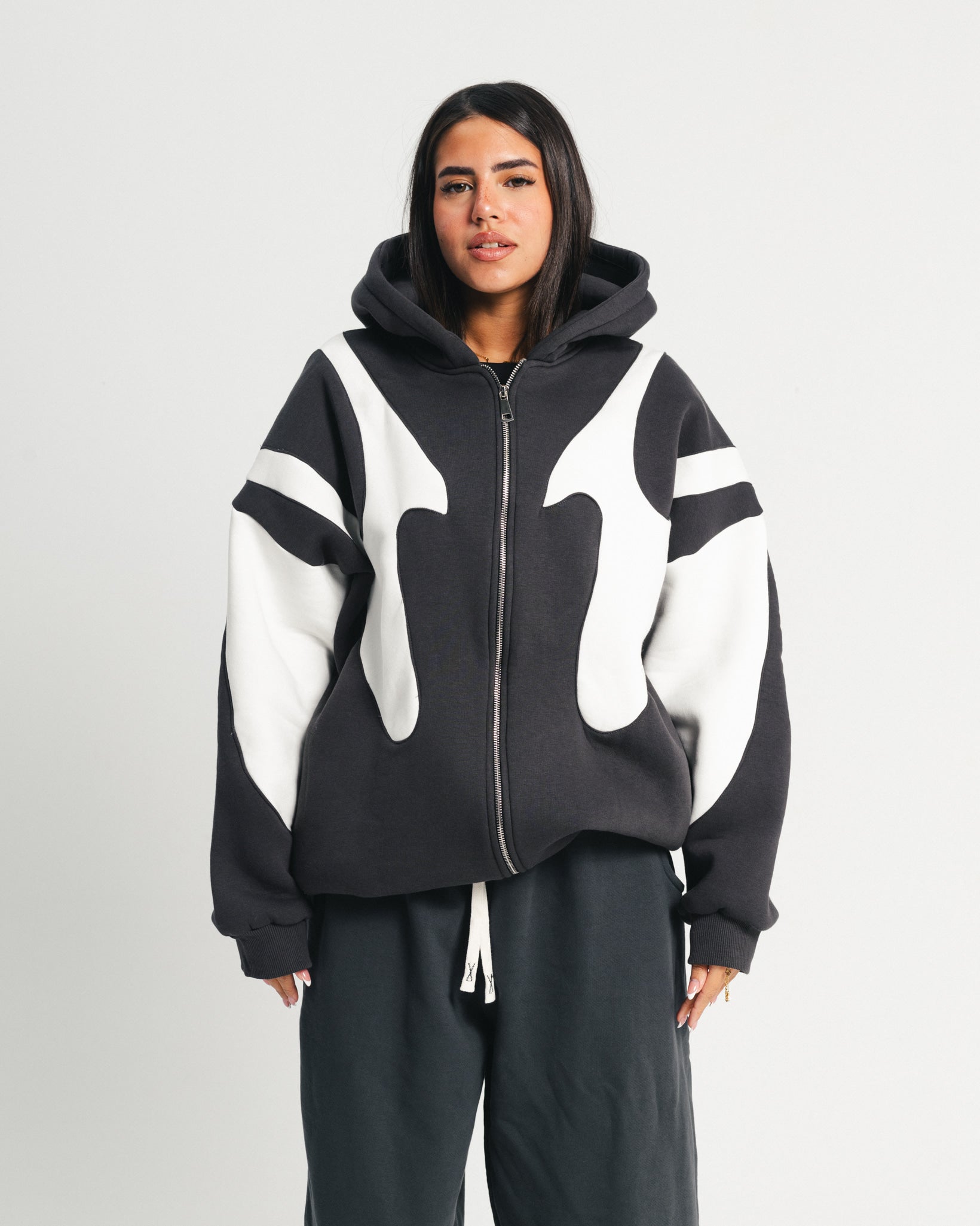 Iron Grey Flame Zipper Hoodie