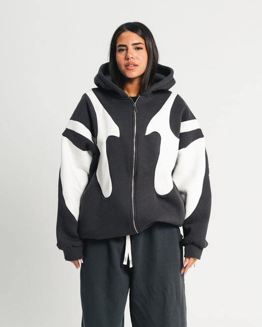 Iron Grey Flame Zipper Hoodie