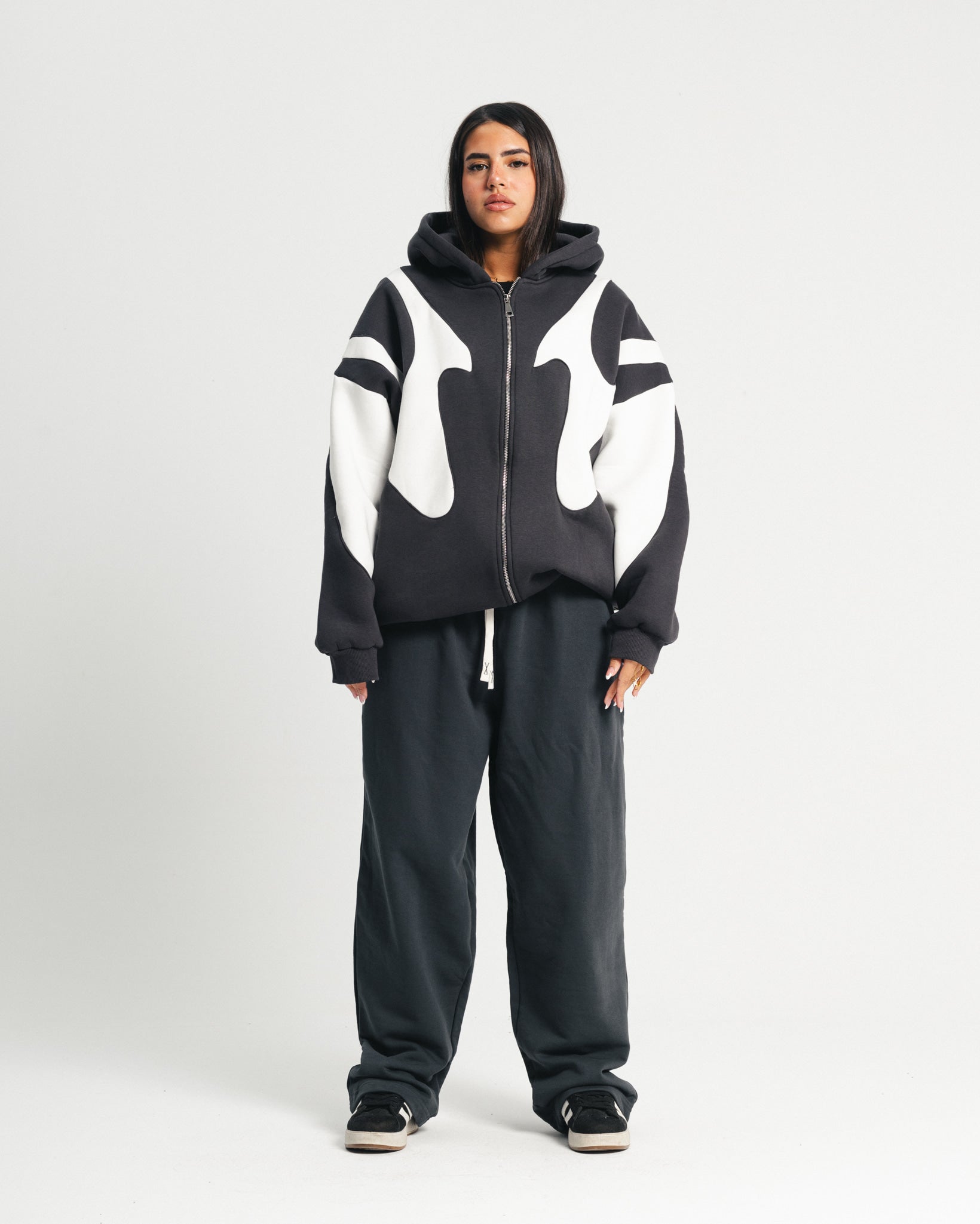 Iron Grey Flame Zipper Hoodie