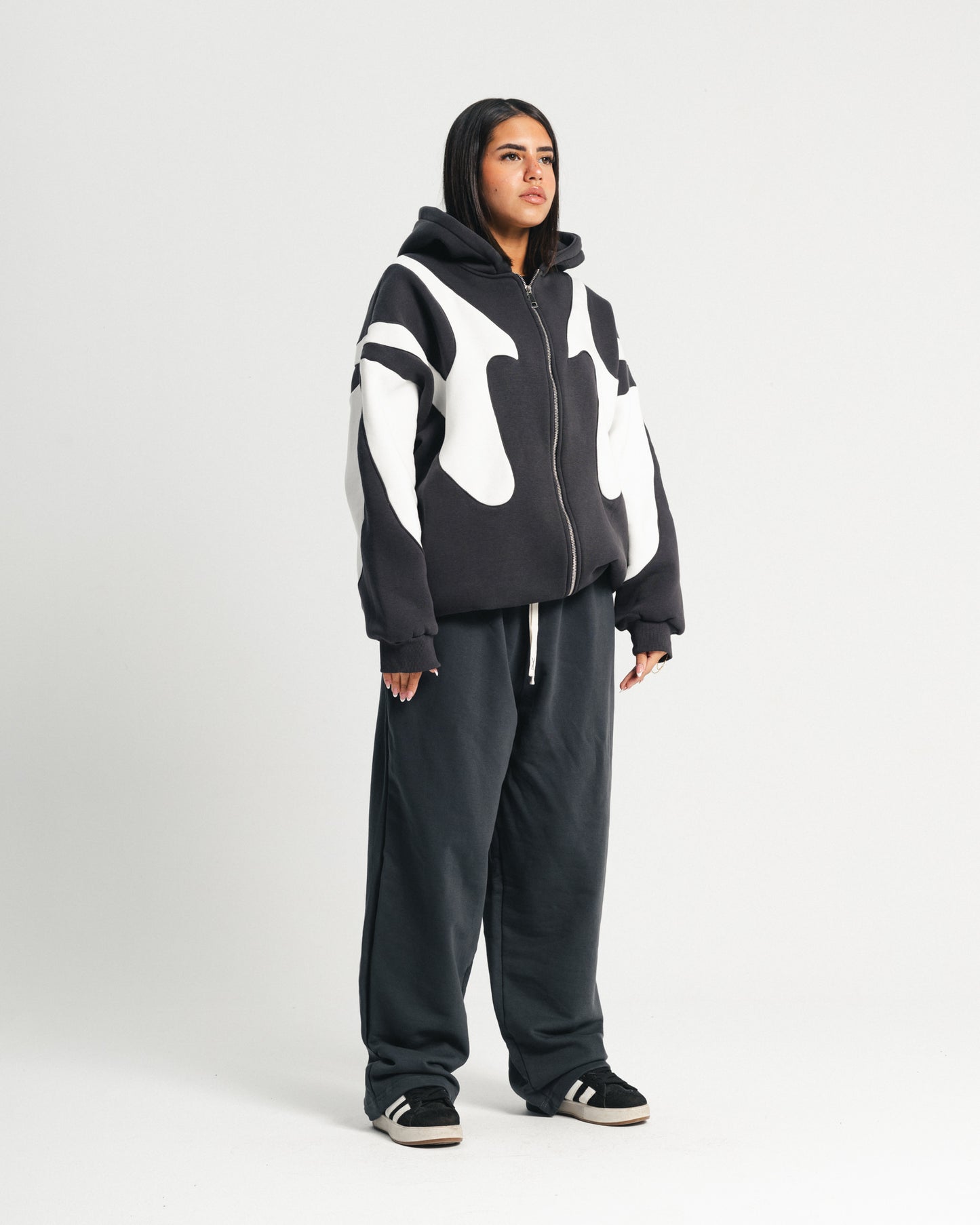 Iron Grey Flame Zipper Hoodie