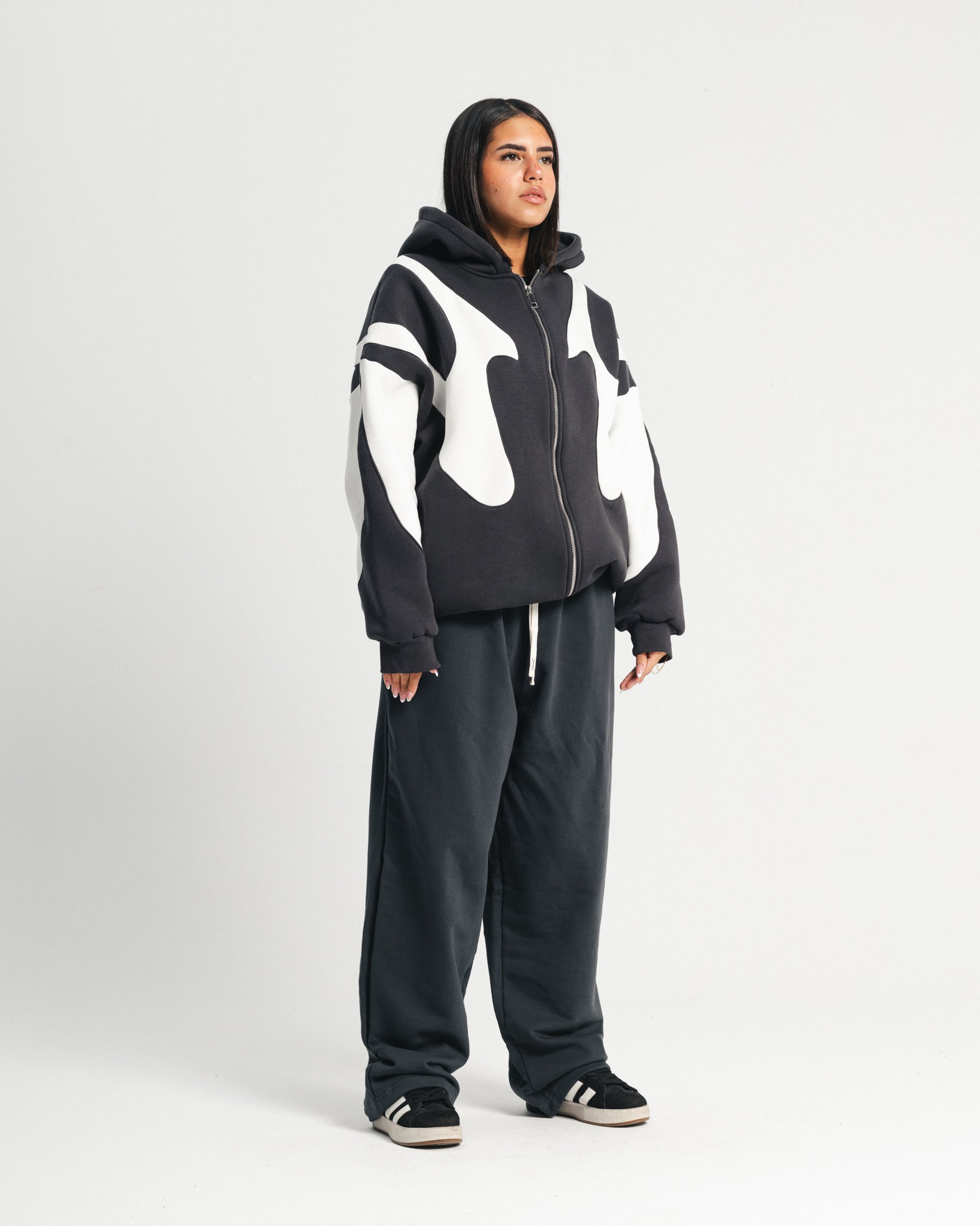 Iron Grey Flame Zipper Hoodie