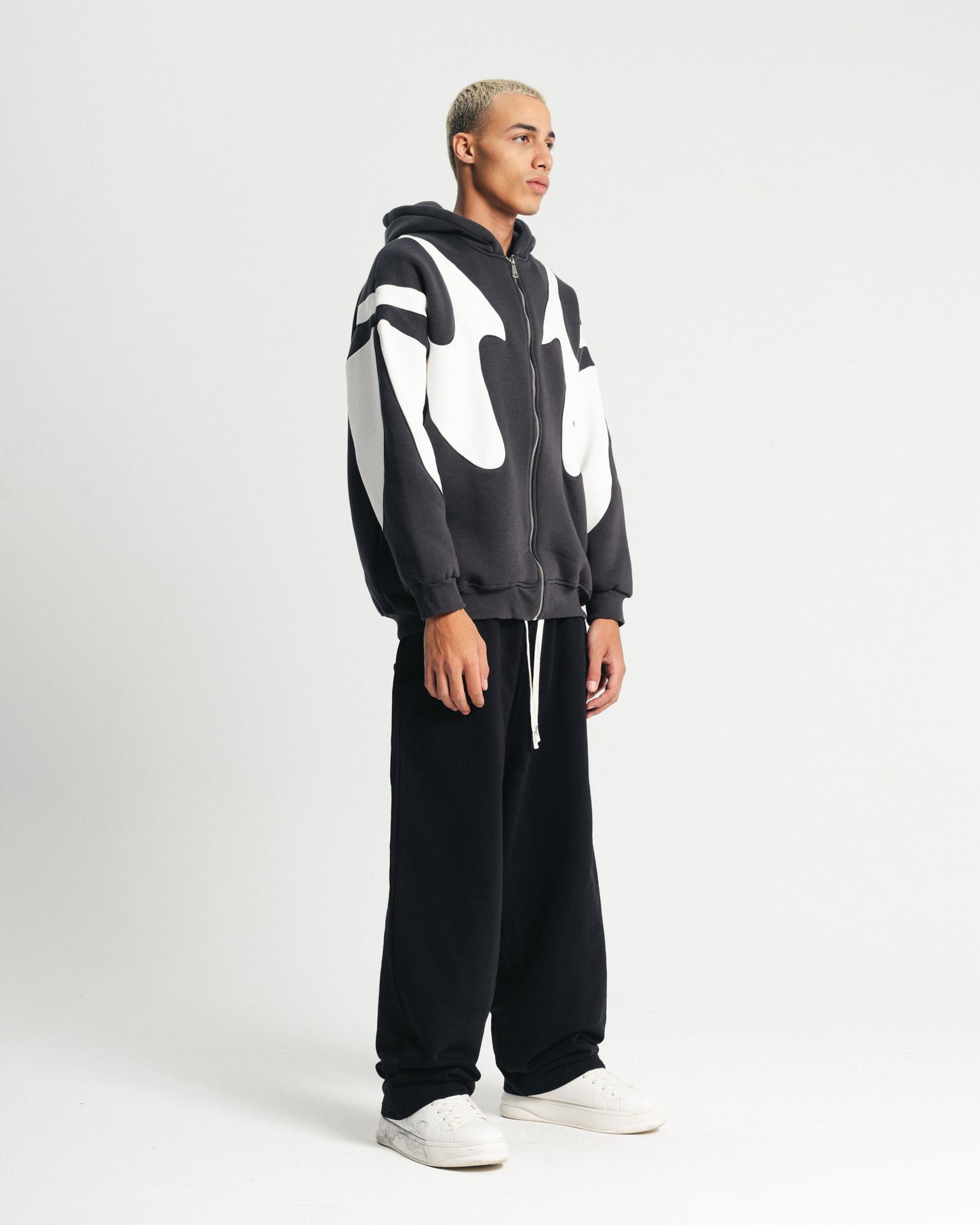 Iron Grey Flame Zipper Hoodie