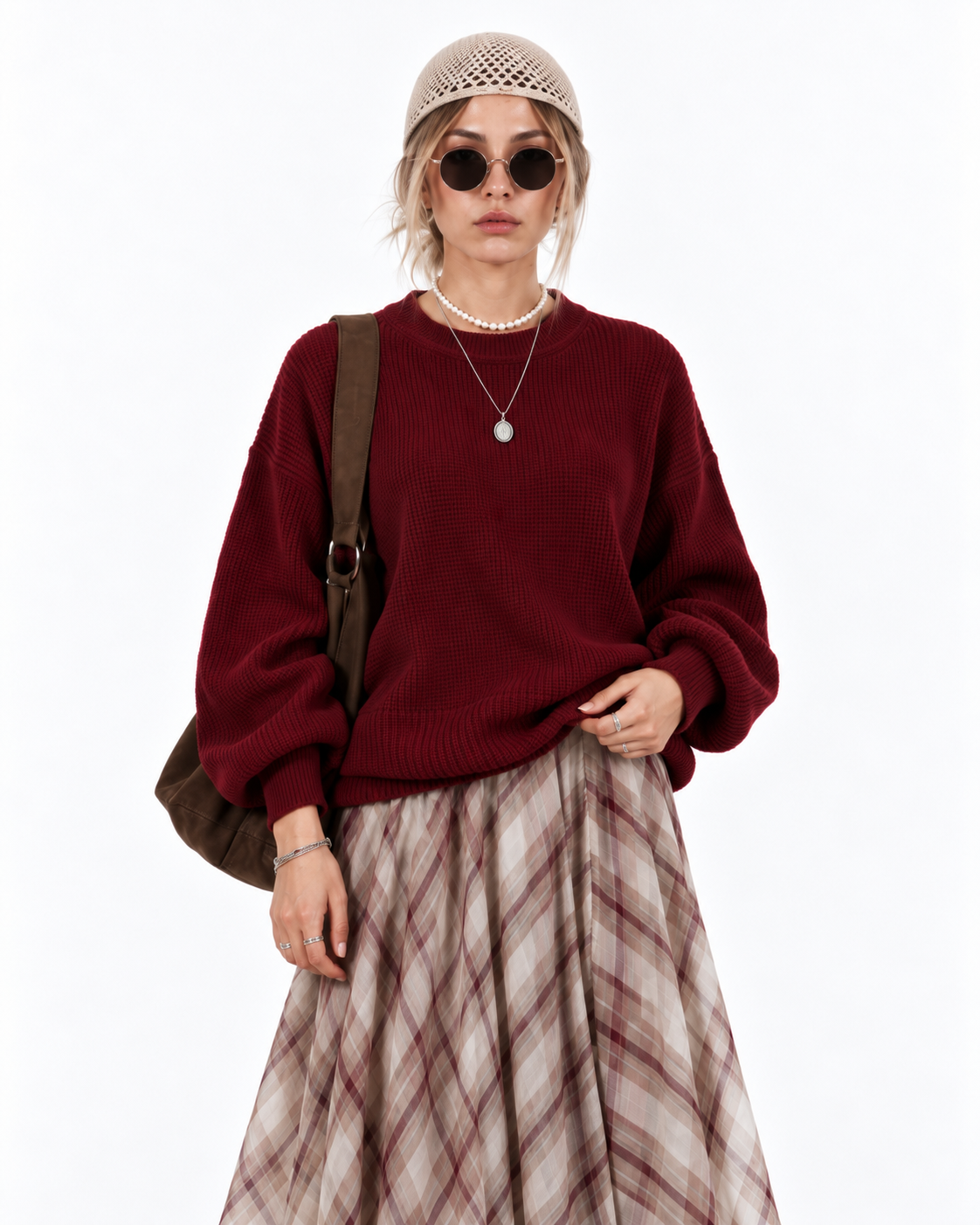 knitted sweater - Burgundy