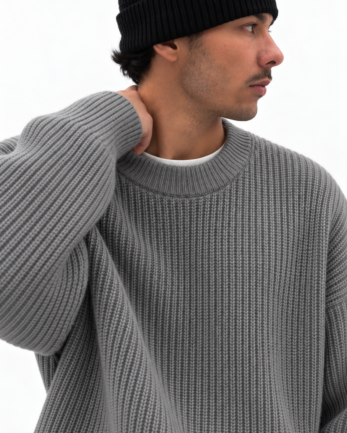knitted sweater - gray