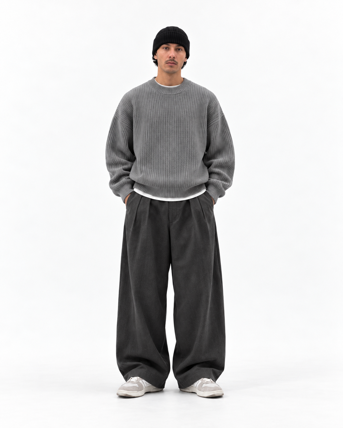 knitted sweater - gray