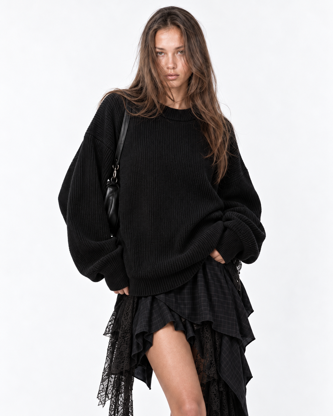 knitted sweater - black