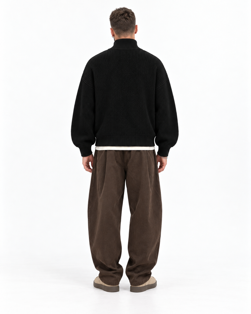 Half-Zip Knit Sweater — Black