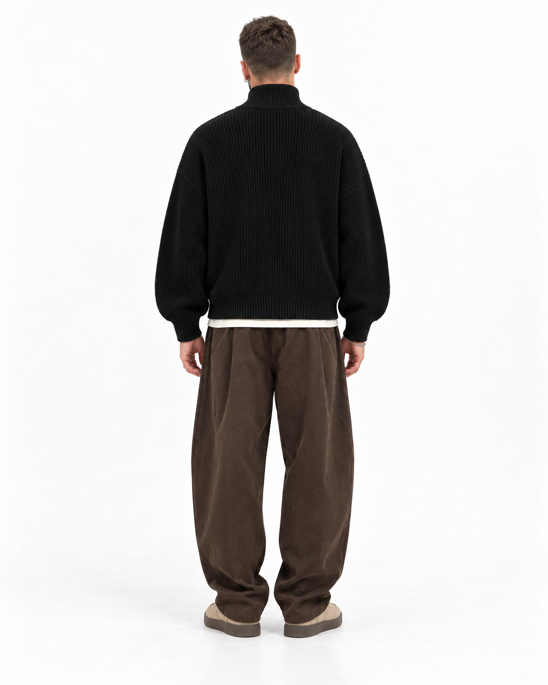Half-Zip Knit Sweater — Black