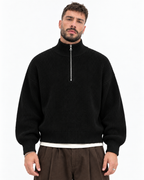 Half-Zip Knit Sweater — Black