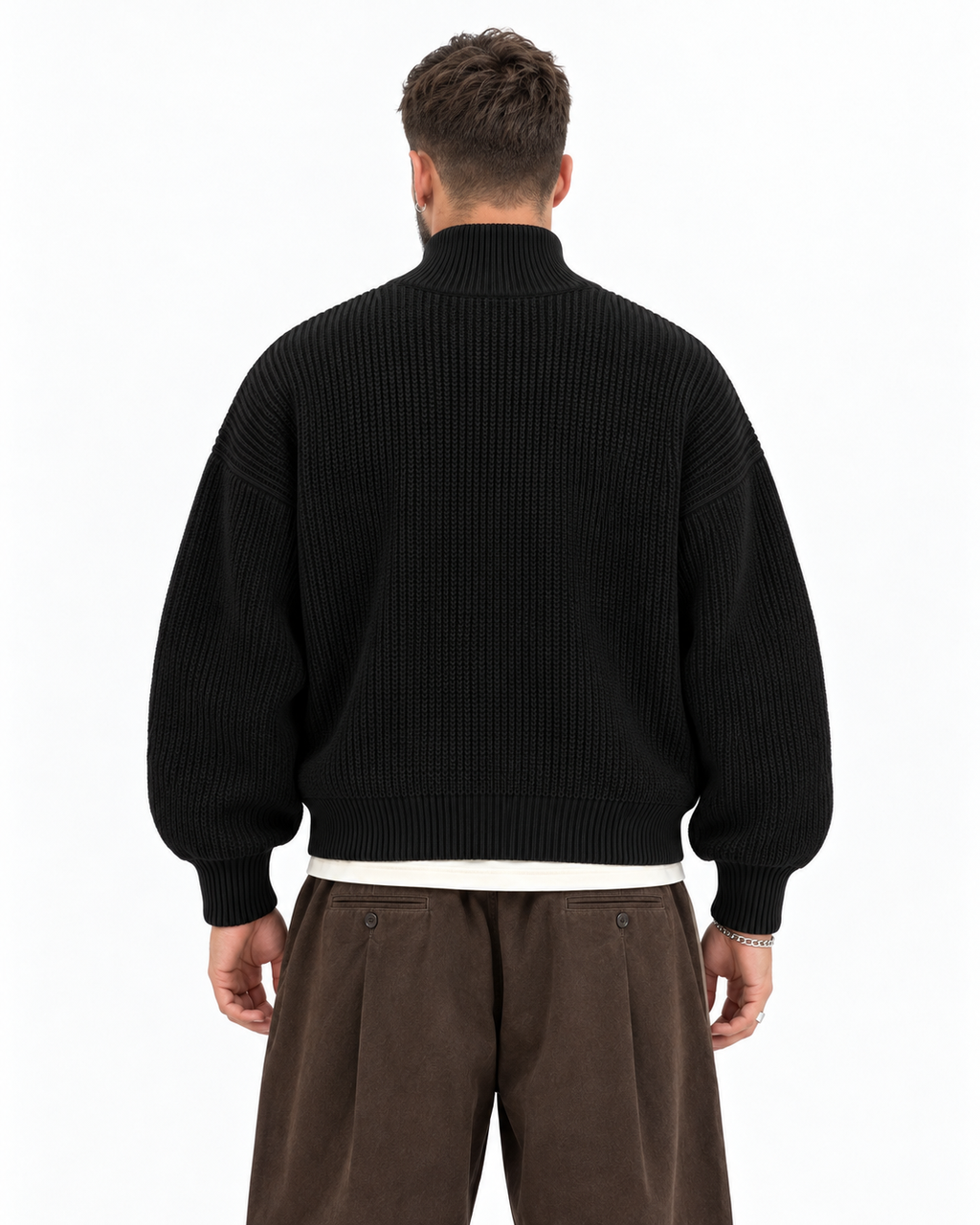 Half-Zip Knit Sweater — Black