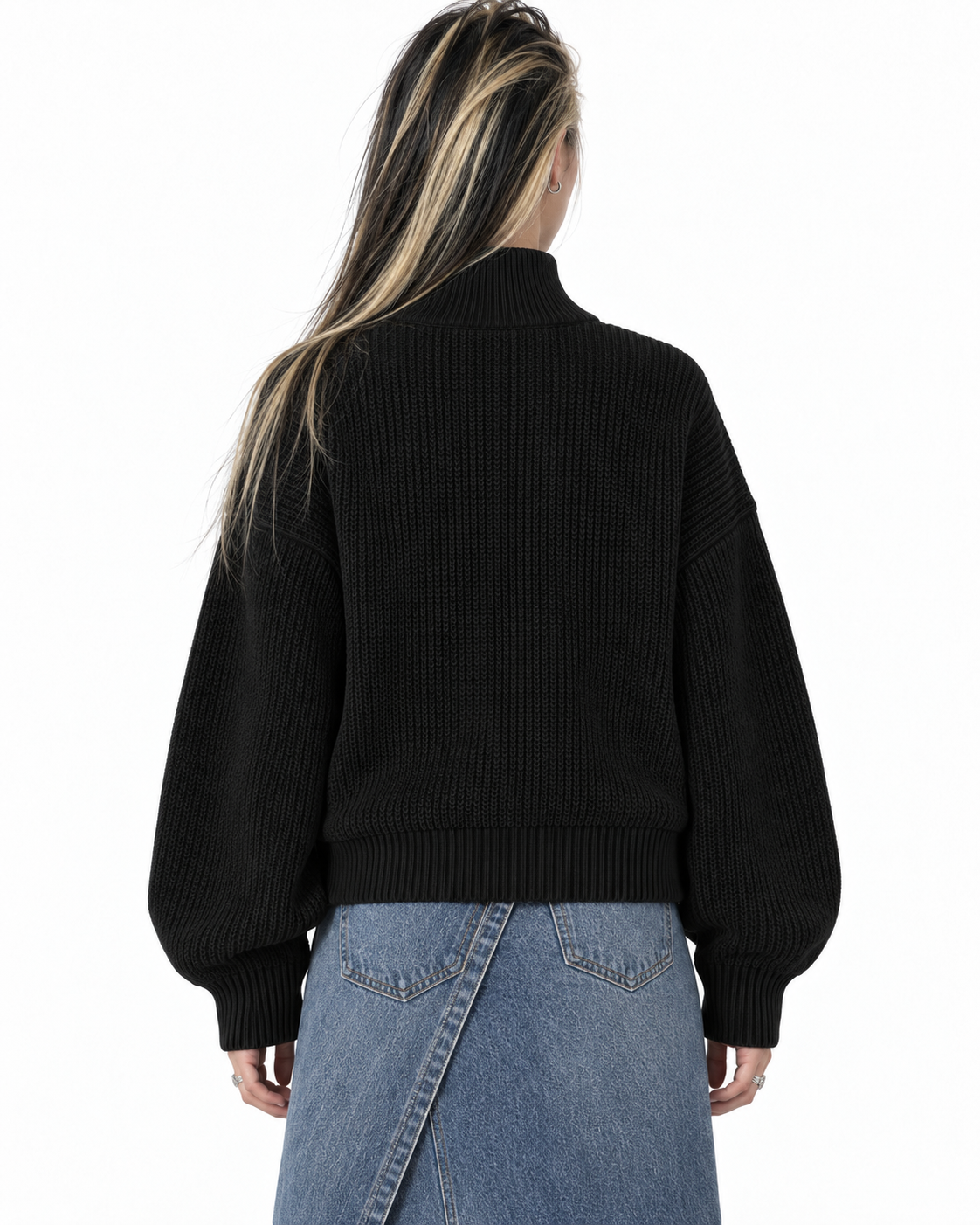 Half-Zip Knit Sweater — Black
