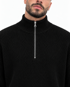 Half-Zip Knit Sweater — Black