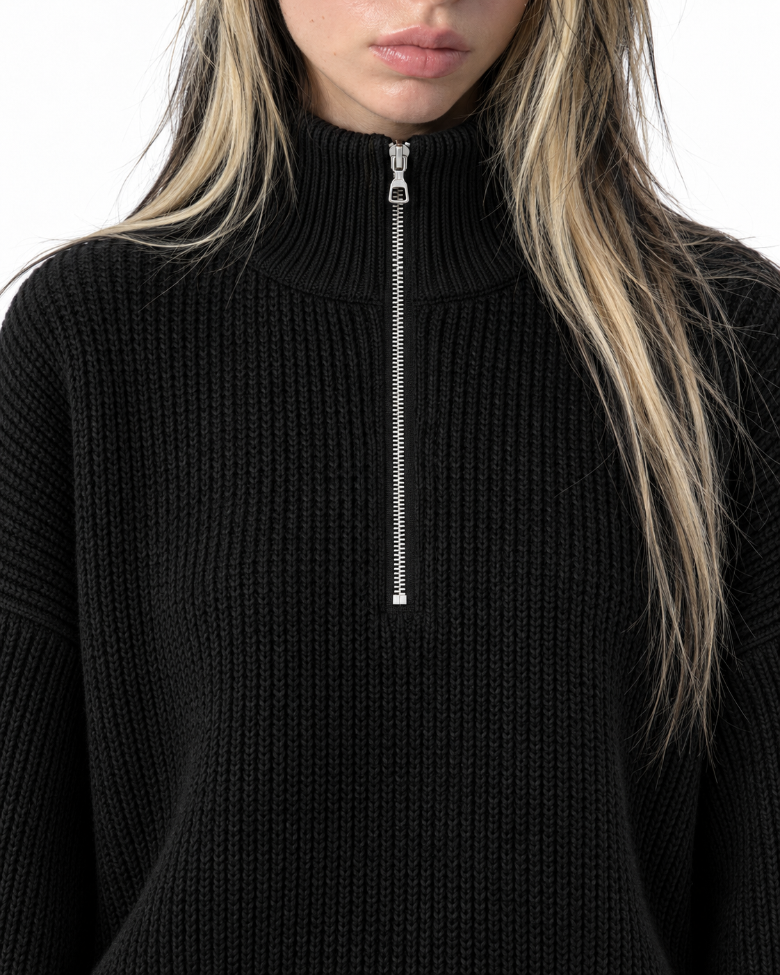 Half-Zip Knit Sweater — Black