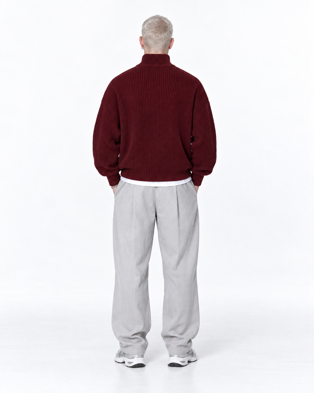 Half-Zip Knit Sweater — Burgundy