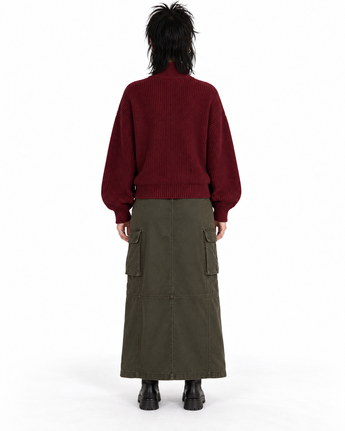 Half-Zip Knit Sweater — Burgundy