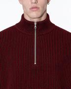 Half-Zip Knit Sweater — Burgundy