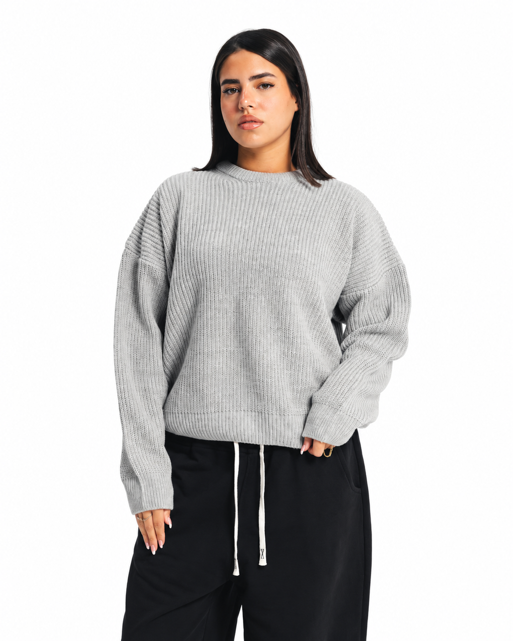 knitted sweater - gray