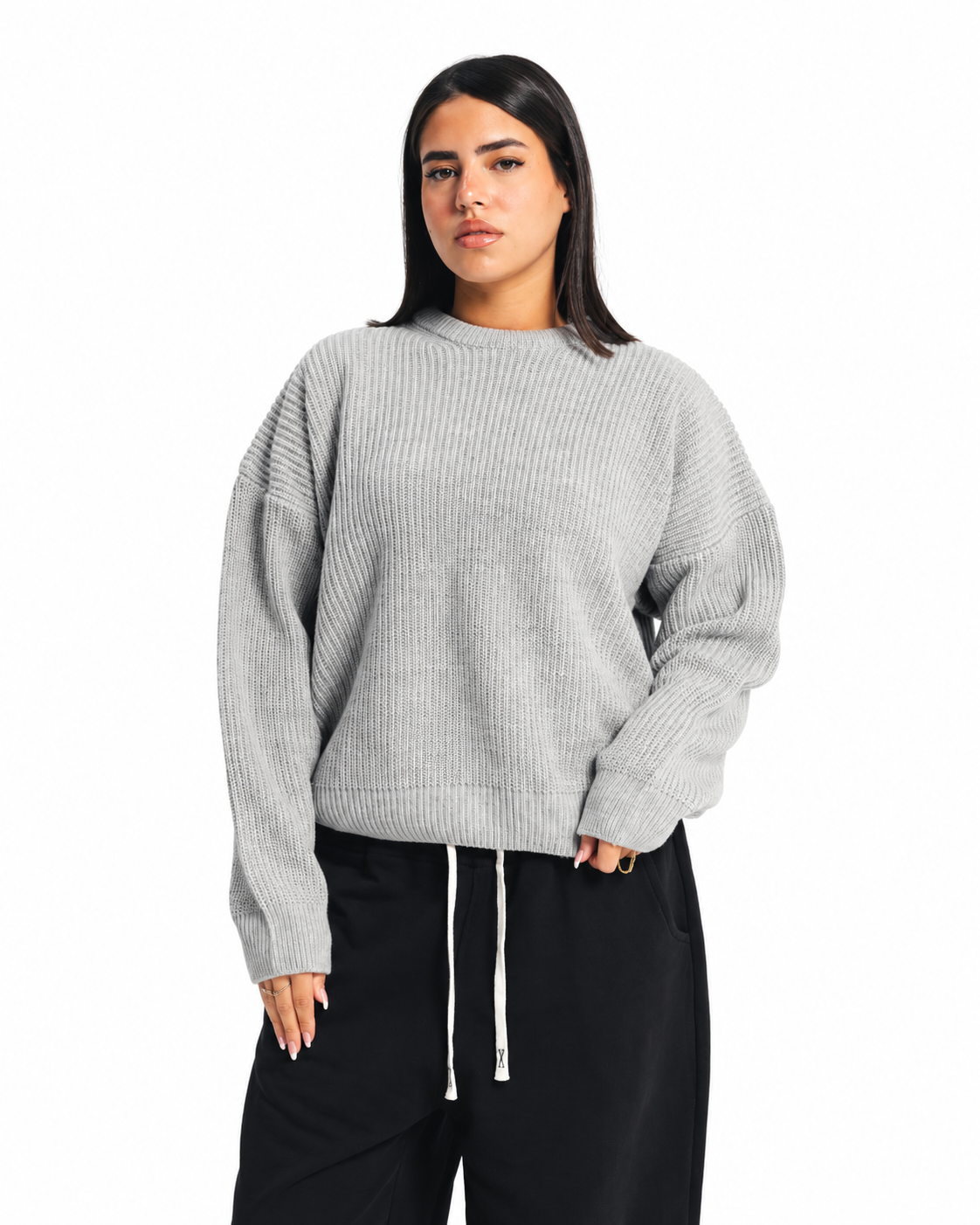 knitted sweater - gray
