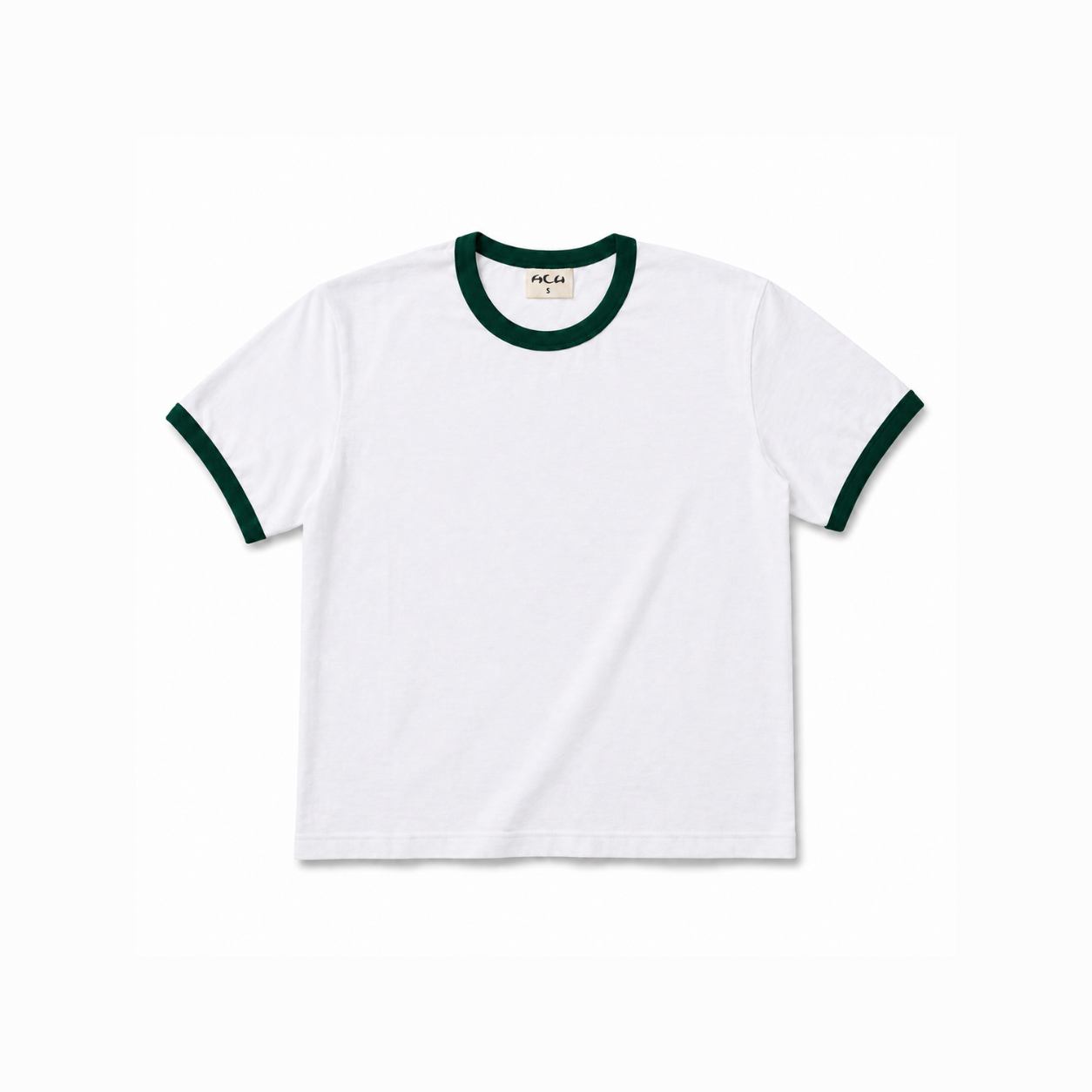 Ringer tee in white & green