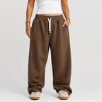 wide leg sweatpants - Brown