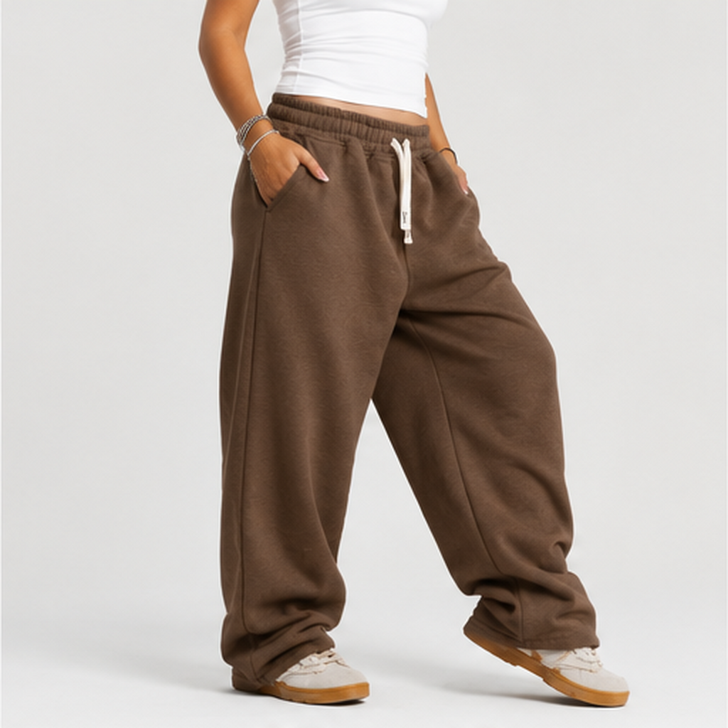 wide leg sweatpants - Brown