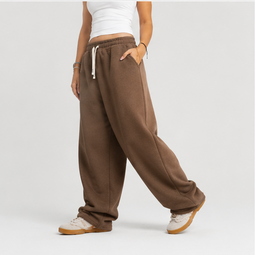 wide leg sweatpants - Brown