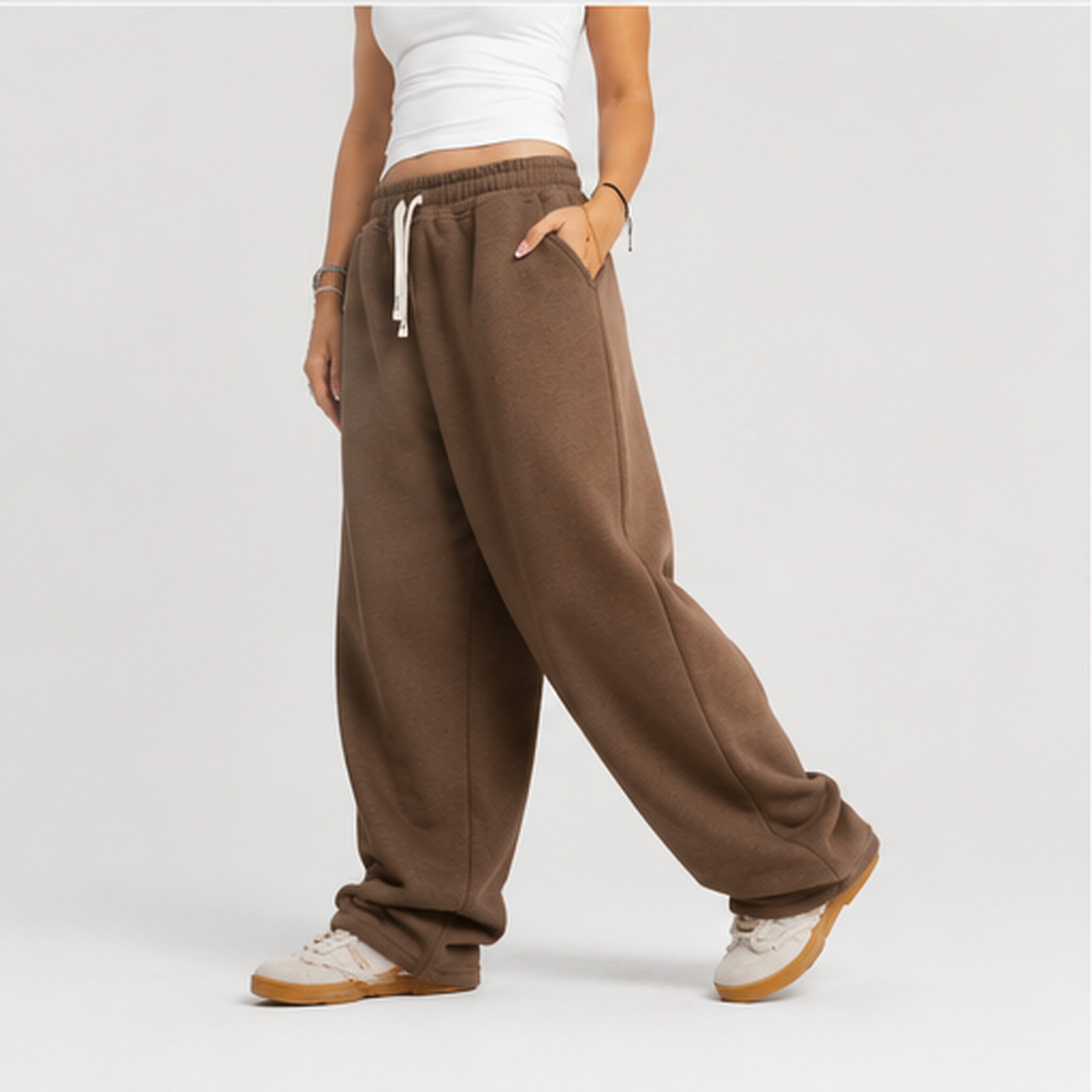 wide leg sweatpants - Brown