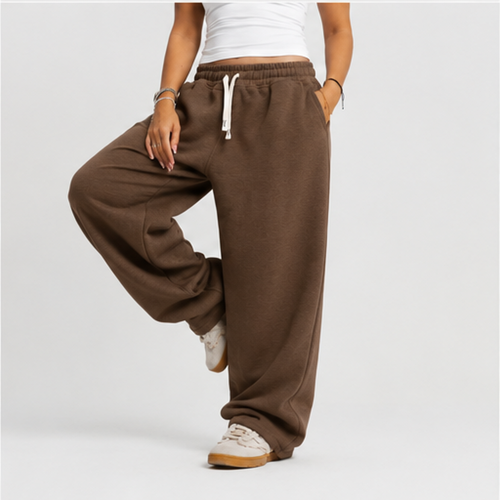 wide leg sweatpants - Brown