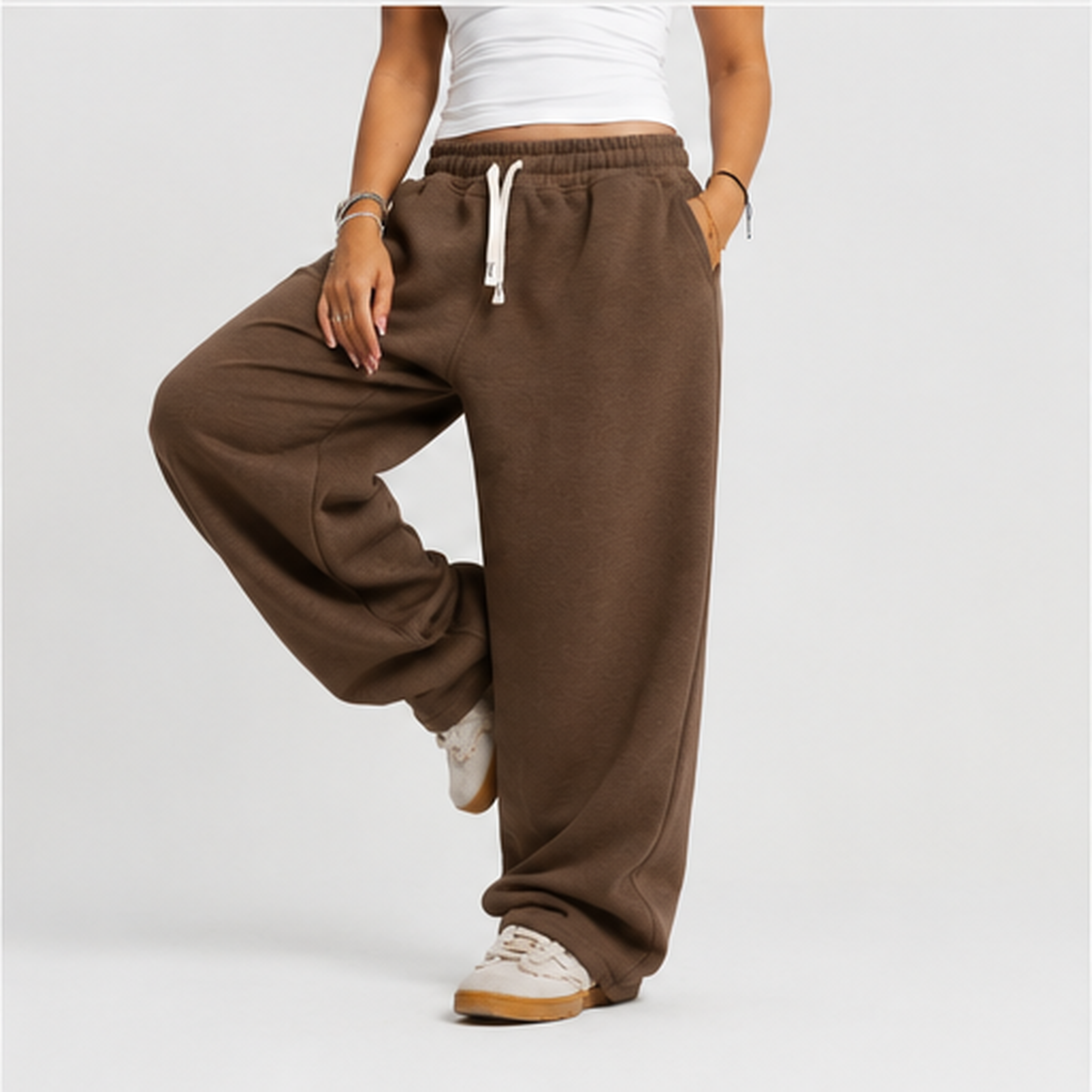 wide leg sweatpants - Brown
